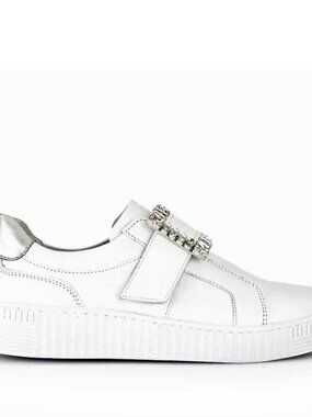 Gabor  Women's 43.338.21 Jewel V-Strap Sneaker  White Leather  Size 10 US